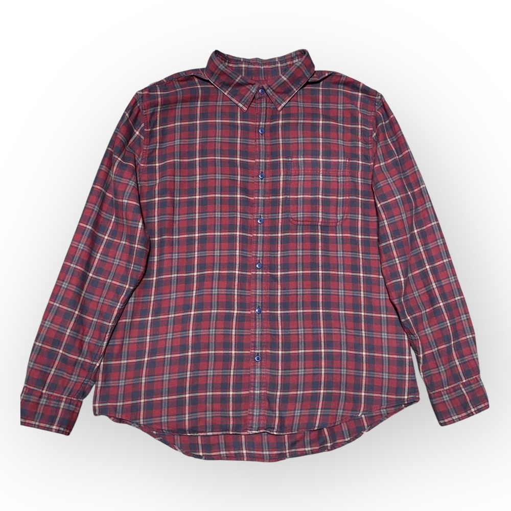 American Eagle Red Plaid Button Down Shirt Men’s XL 100% Cotton Excellent